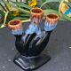 Soliflore for 3 flowers in flamed and vintage glazed ceramic