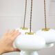 Mid-Century Italian Opaline Glass & Brass Pendant Lamp, set of 3