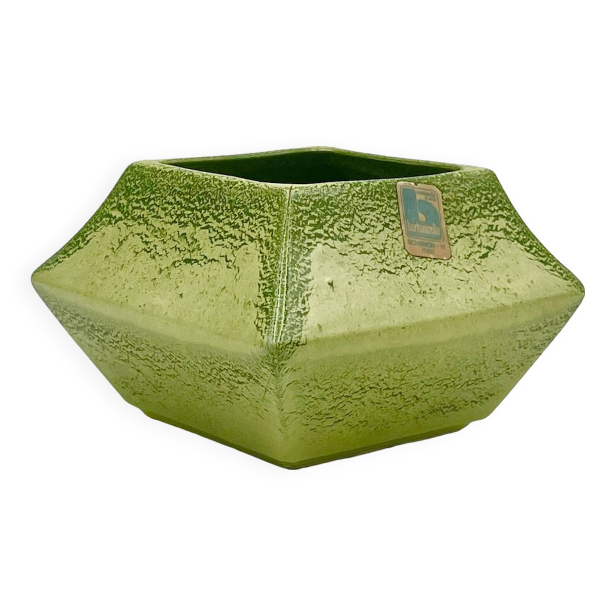 Vintage Ceramic Vase in Sage Green Bertoncello Handmade Decor, Italy, 1970s