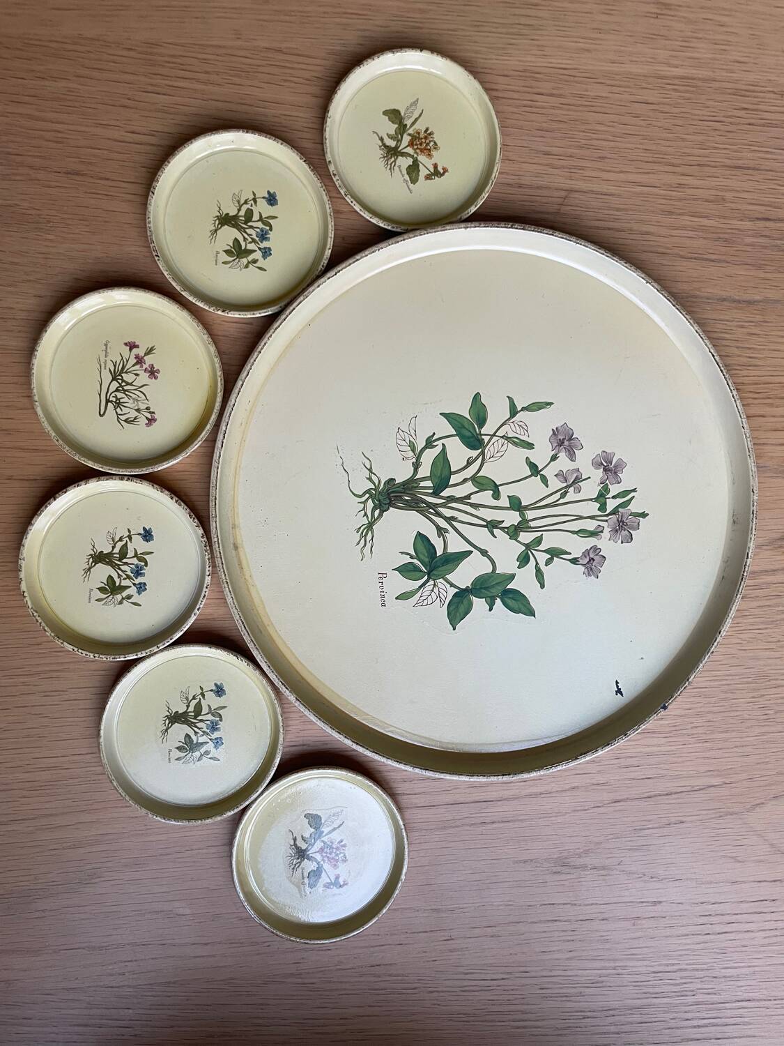 Vintage tray and under glass