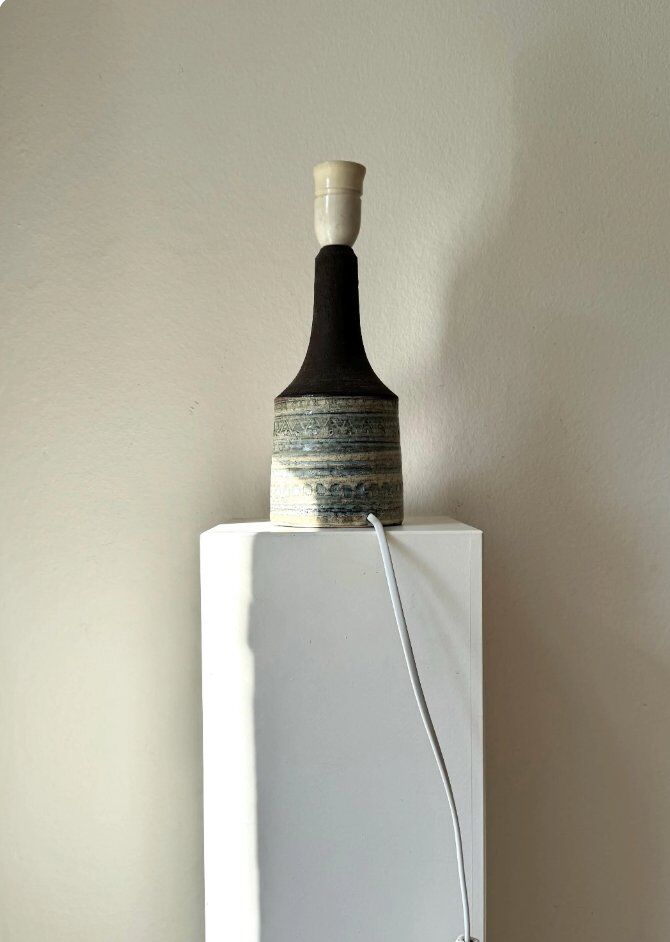 Sgrafitto table lamp by Jette Hellerøe, 1960s