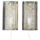 Pair of Orrefors wall lights in cast glass and brass, Sweden 1960.