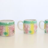 Set of 6 beautiful ceramic cups dabbling style, vintage