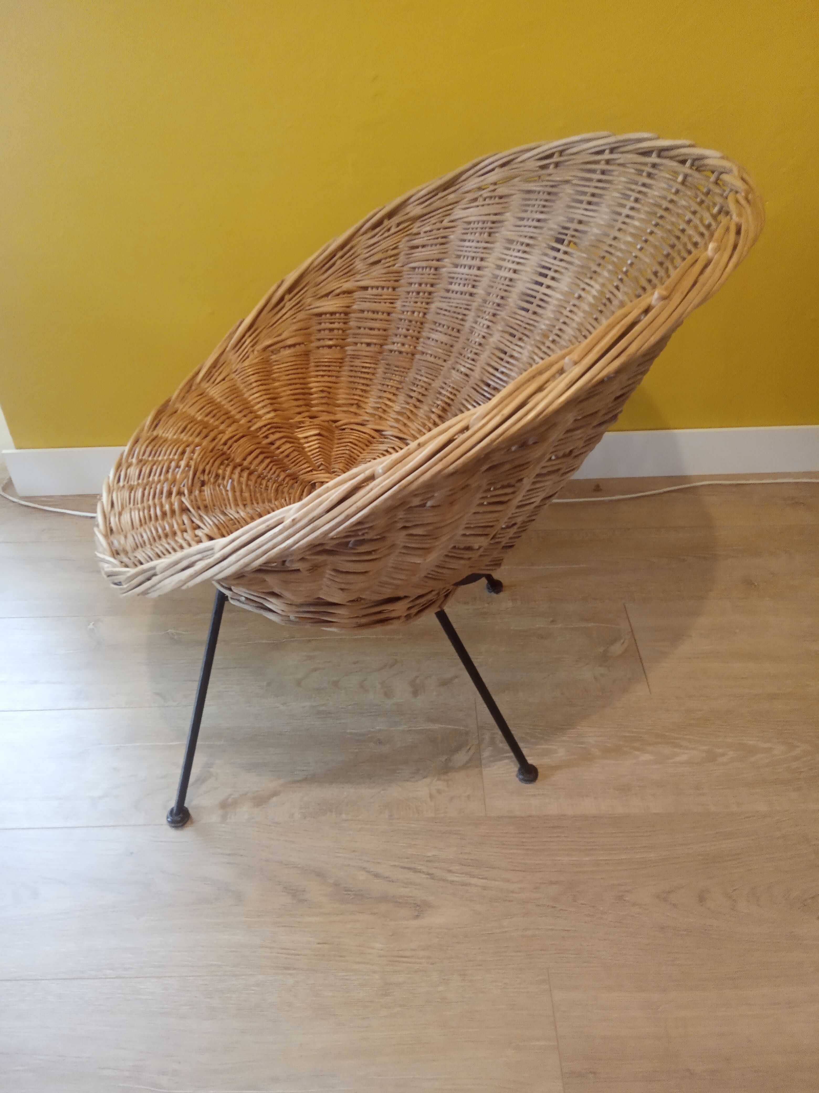 Vintage rattan basket armchairs
