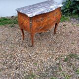 Old marquetry chest of drawers, Louis XV style marble top