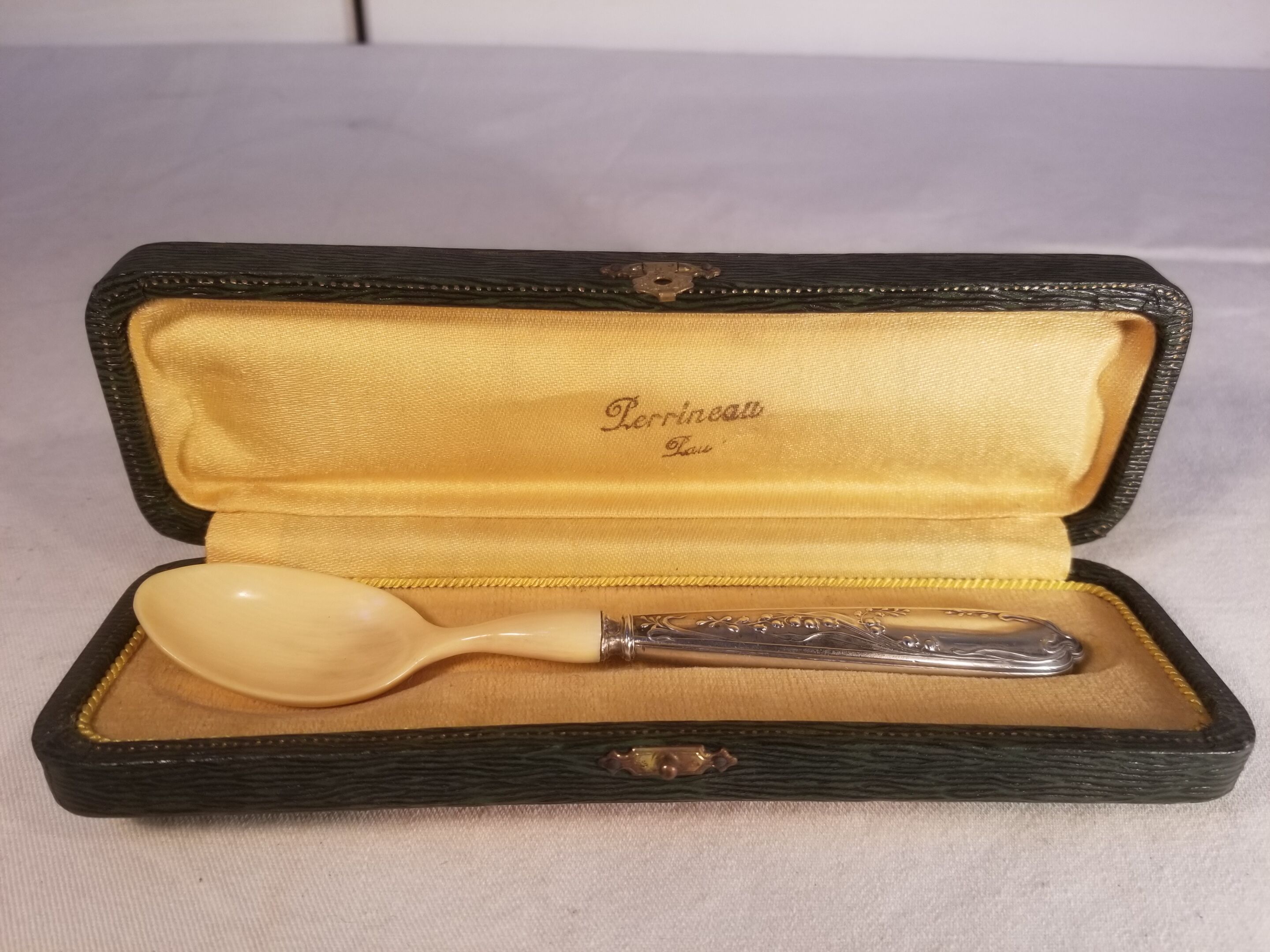 Old ivory silver porridge spoon
