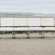 4 chauffeuses formant canapé modulable. acier, simili-cuir, années 70