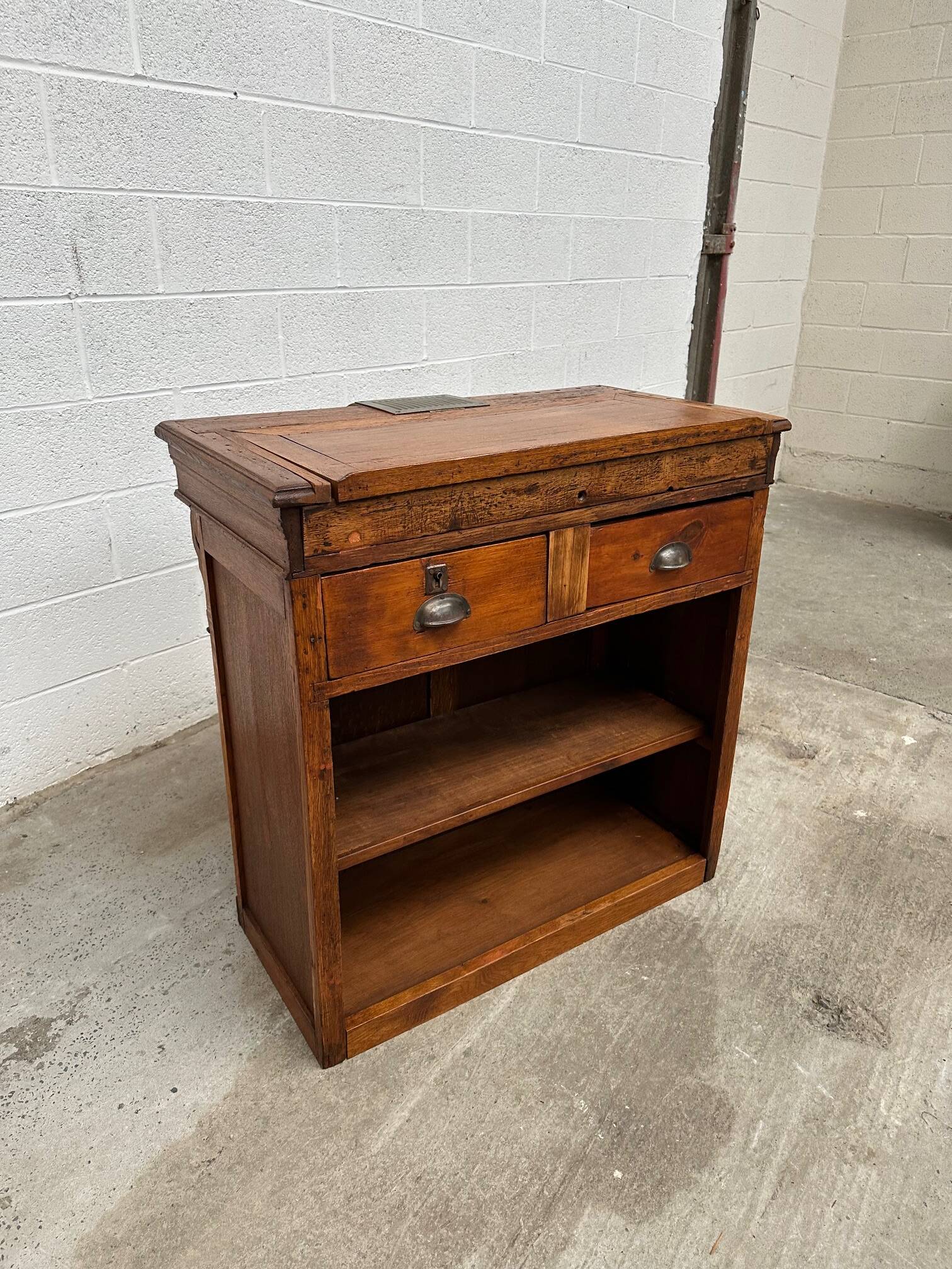 Late 19th century oak reception counter