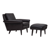 Années 1960, design danois par Aage Christiansen, modèle "Diplomat", chaise longue avec repose-pieds.