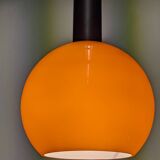 Orange opaline ball pendant by Parscot, France circa 1970.