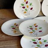 Seven vintage plates in fine earthenware from Gien service Gentilly
