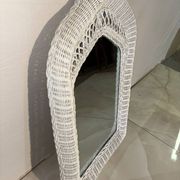 Ensemble chambre rotin blanc : commode, miroir, lit, panier