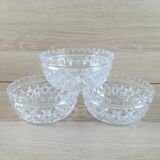 3 chiseled glass cups