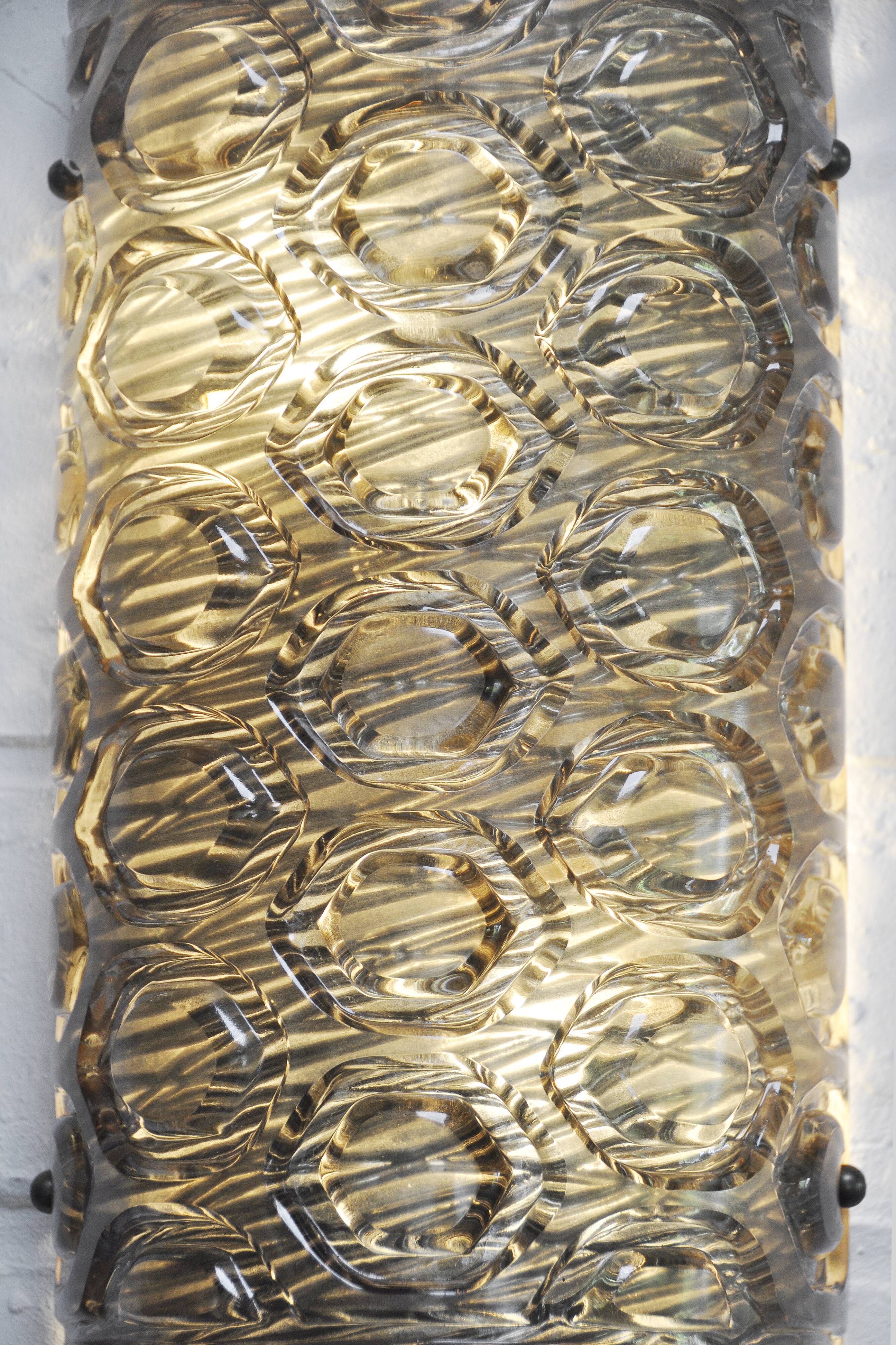 Paire d’appliques murales italiennes en verre de Murano avec motifs géométriques, années 1960