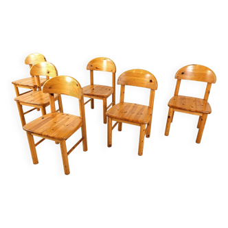 Vintage pine wood dining chairs, 1980s