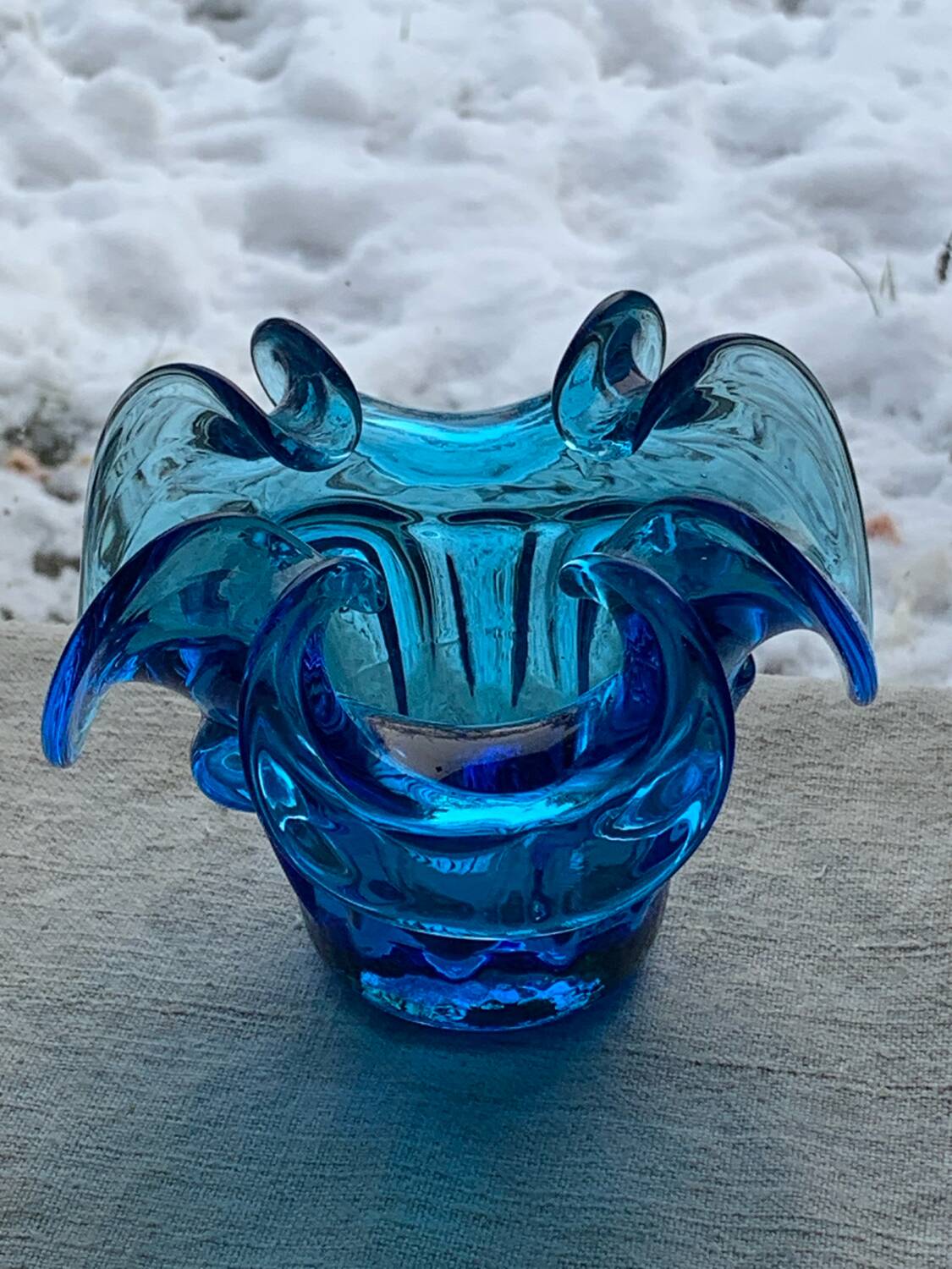 Vintage blue Murano glass catchall