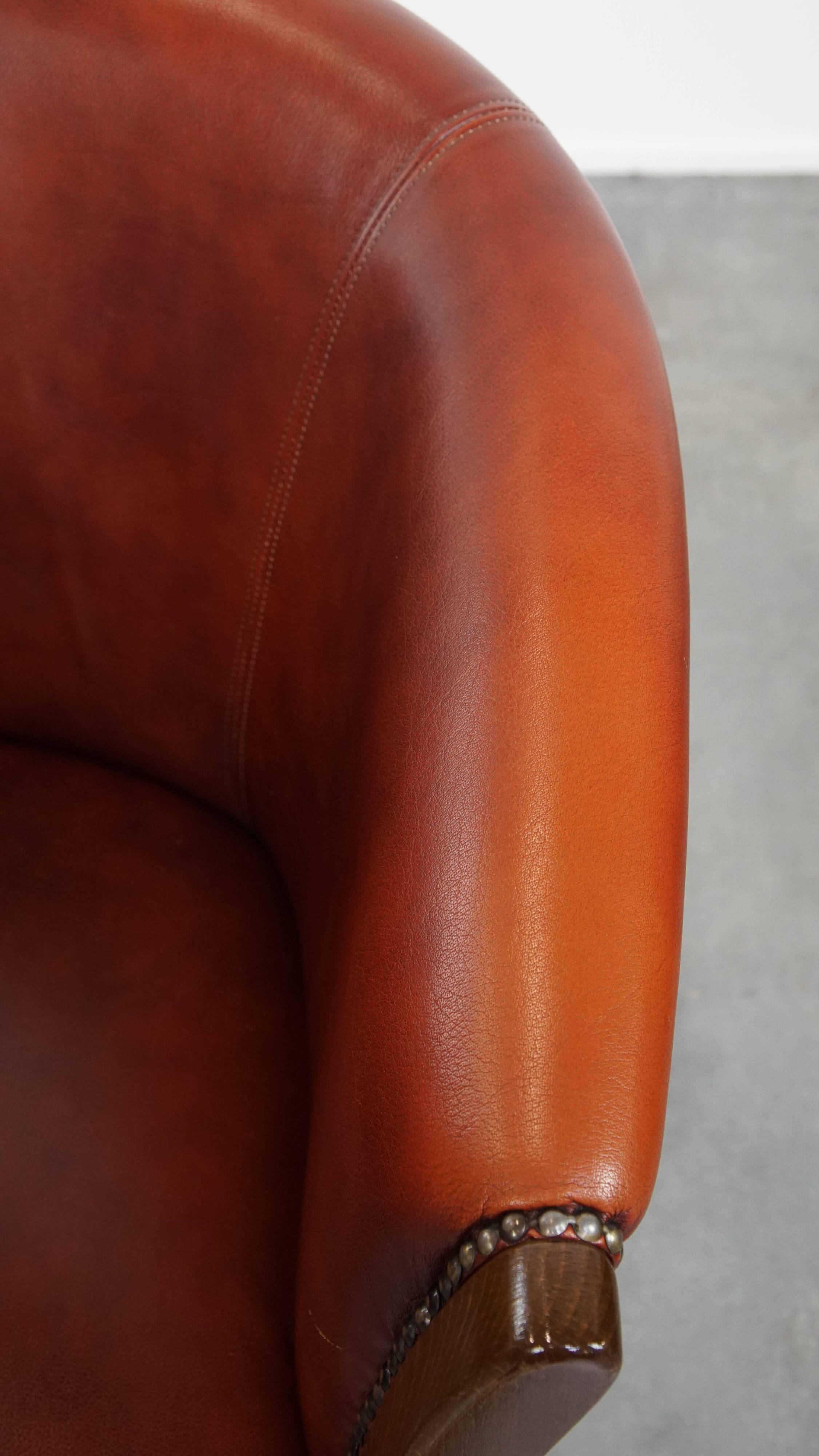 Red-brown cowhide leather office chair/side chair