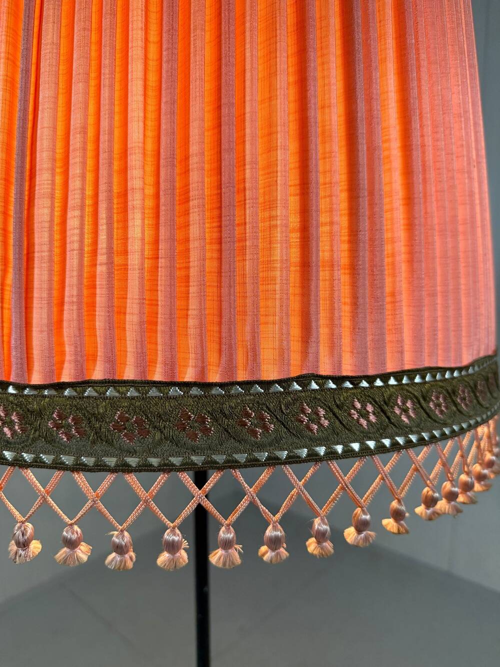 Austrian brass floor lamp pleated lampshade 1940-50’s