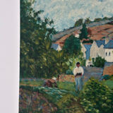 Painting on panel, countryside in spring.