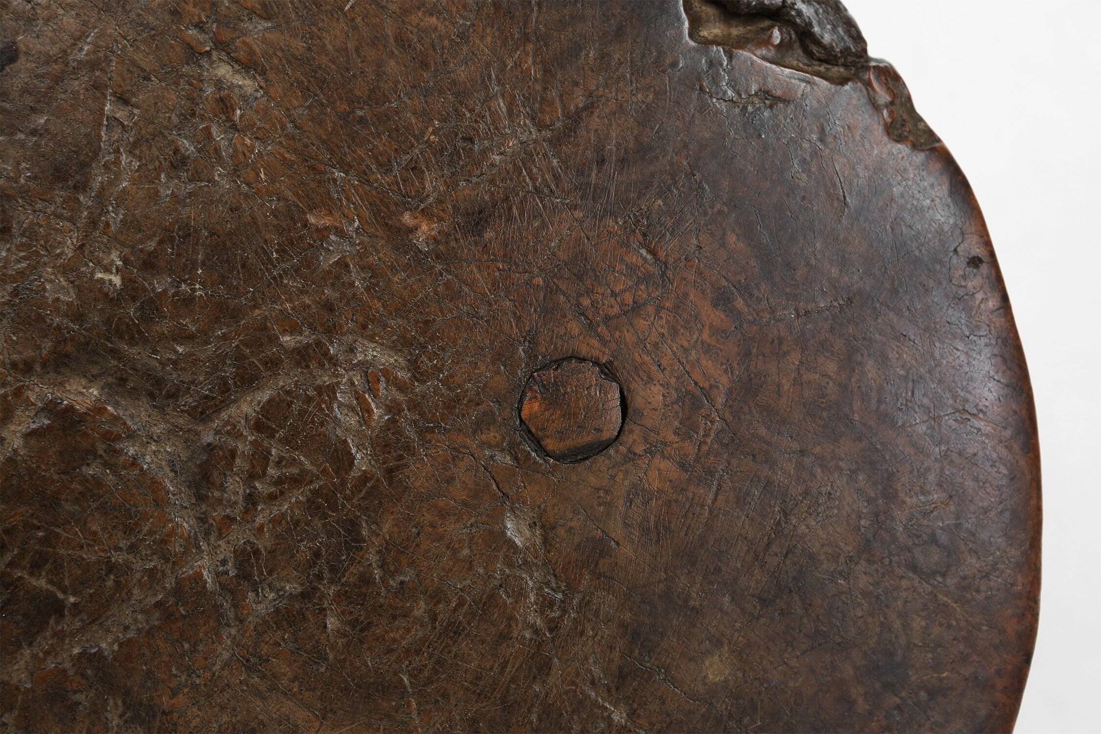 French Brutalist Oak Tripot Stool, ca 1850