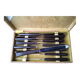 Coffret de 12 couteaux de table vintage  inox et bakélite brune