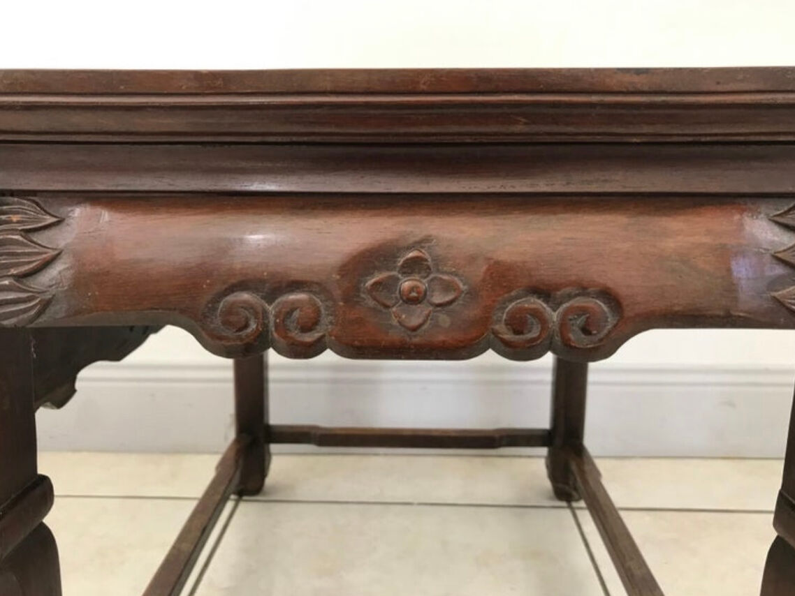 Side table in iron wood and marble from China Circa 1900