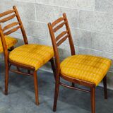 Suite of 4 Czech chairs wood and fabric Yellow "Univerzal" late 60