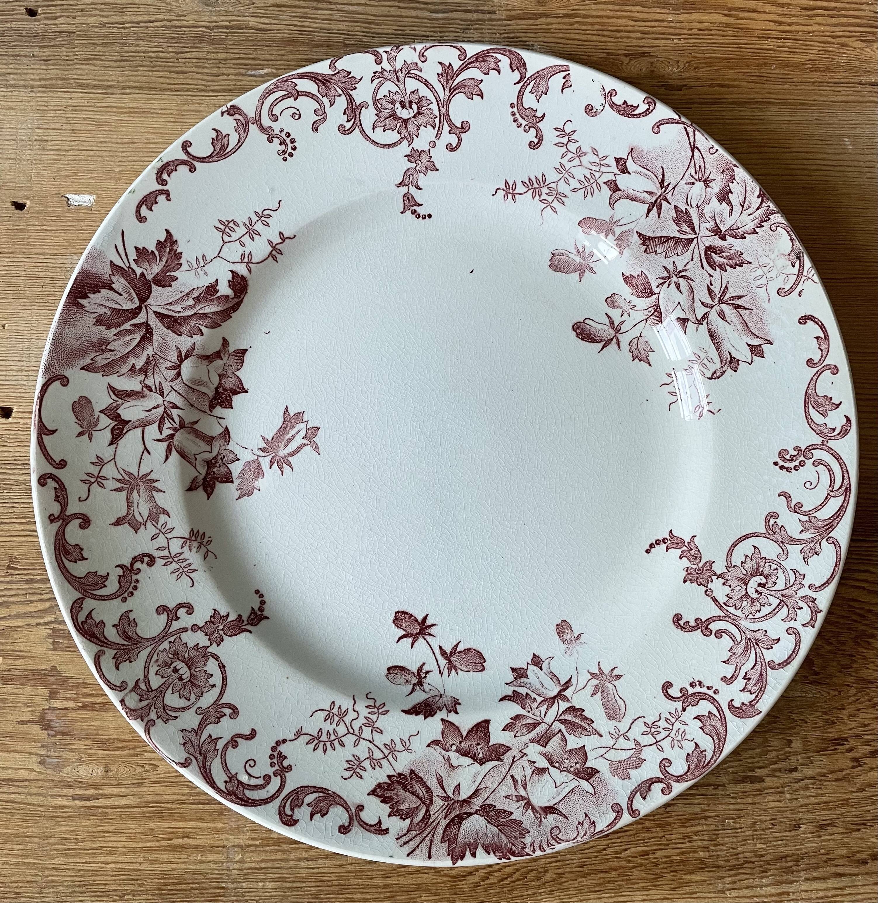 Plate ancient Iron Land XIXth "Campanula" St Amand & Hamage