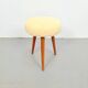 Vintage Swedish Three Legged Sheepskin Stool, 1970