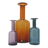 3 Scandinavian glass vases Otto Brauer for Holmegaard