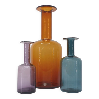 3 vases scandinaves en verre Otto Brauer pour Holmegaard