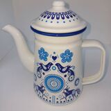 vintage blue and white enamel coffee or teapot