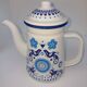 vintage blue and white enamel coffee or teapot