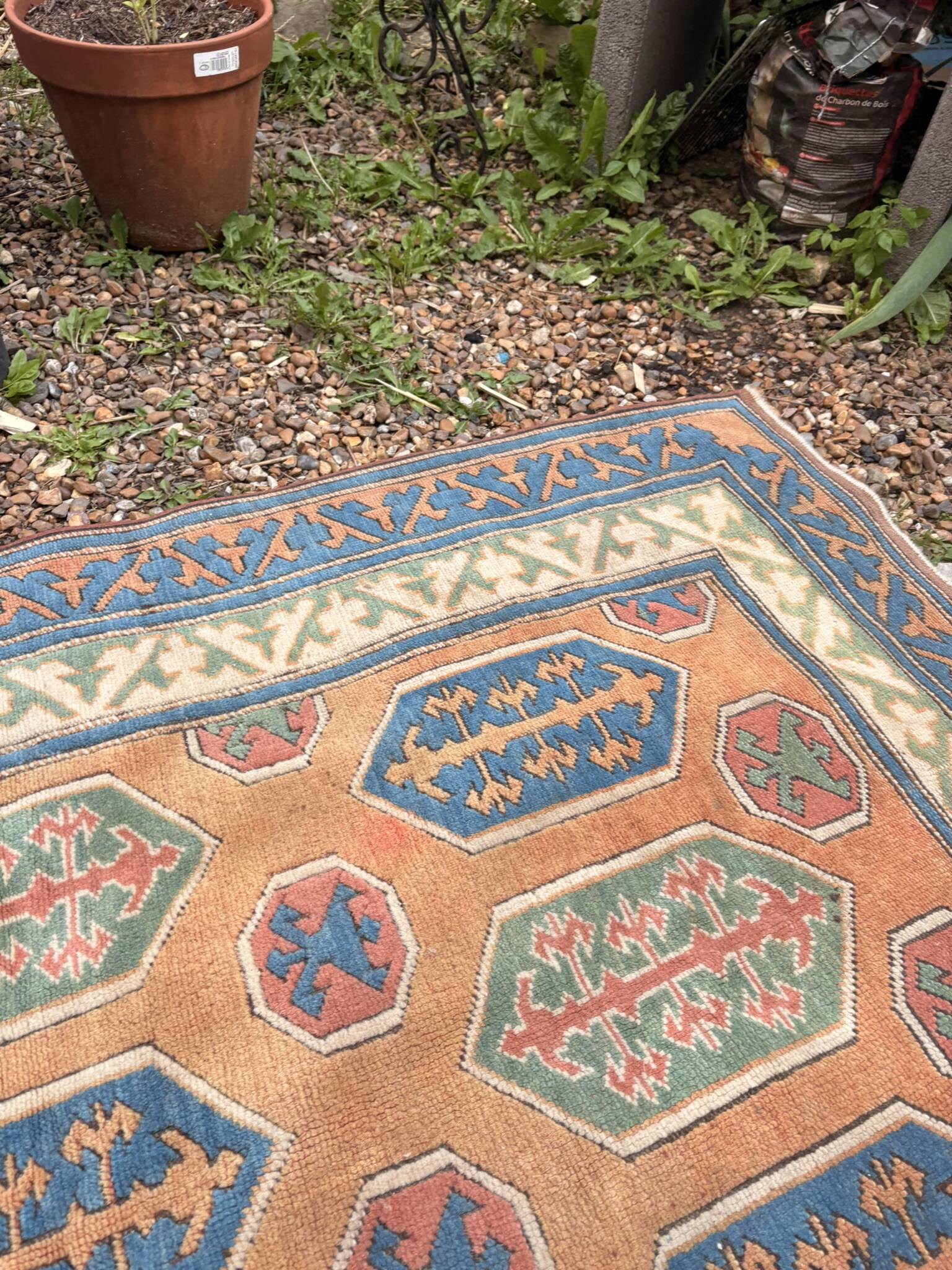 Antique Shirvan carpet, Caucasus 125x190, handmade wool, geometric tribal boho.