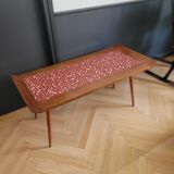 Vintage coffee table in teak and mosaic.