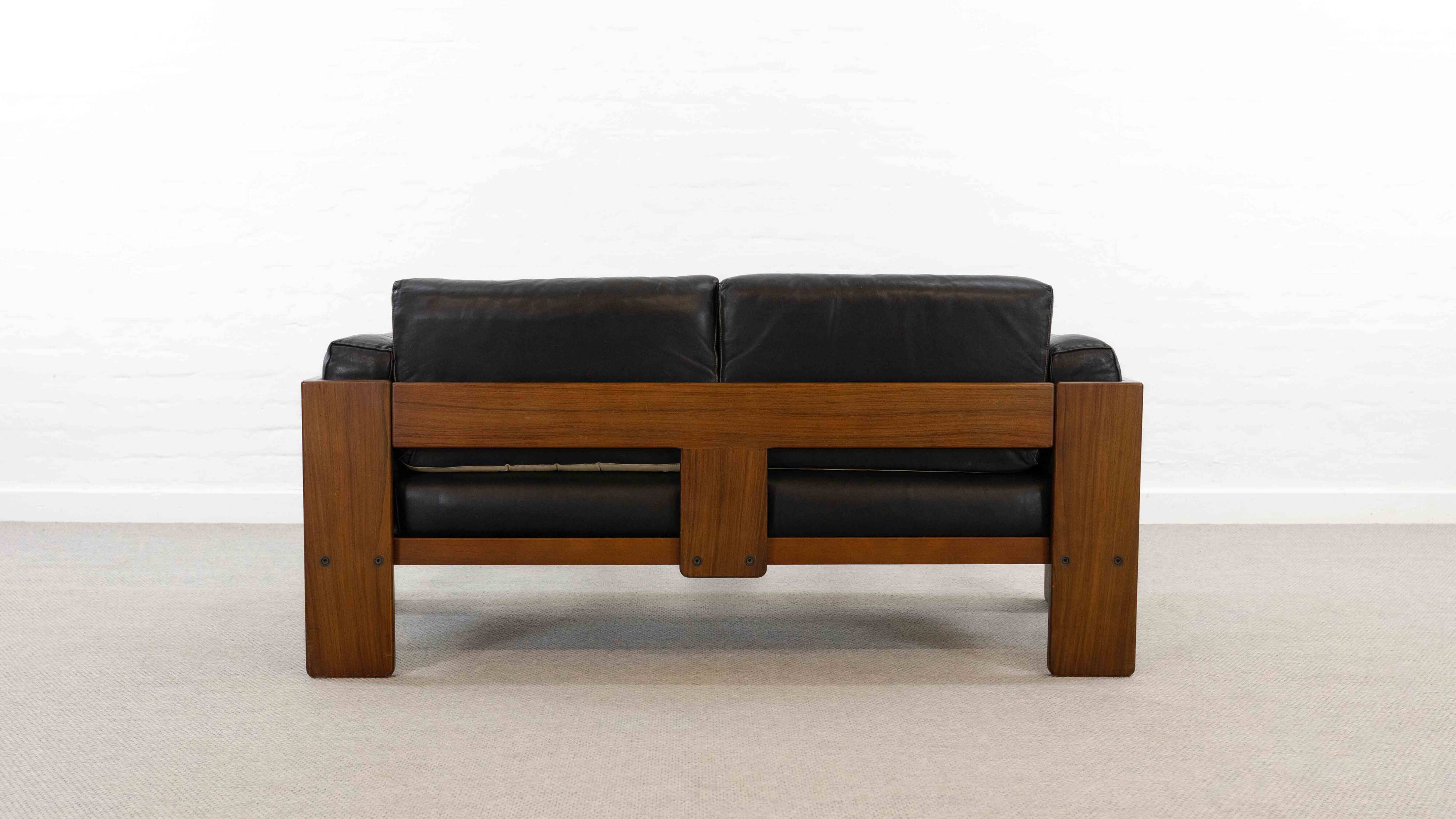 Bastiano Leather Sofa in Black by Tobia Scarpa for Gavina / Knoll