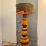Ceramic floor lamp year 1960 two-tone lampshade