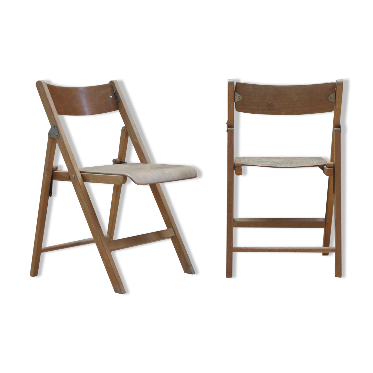 Pair of wooden folding chairs