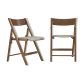 Pair of wooden folding chairs