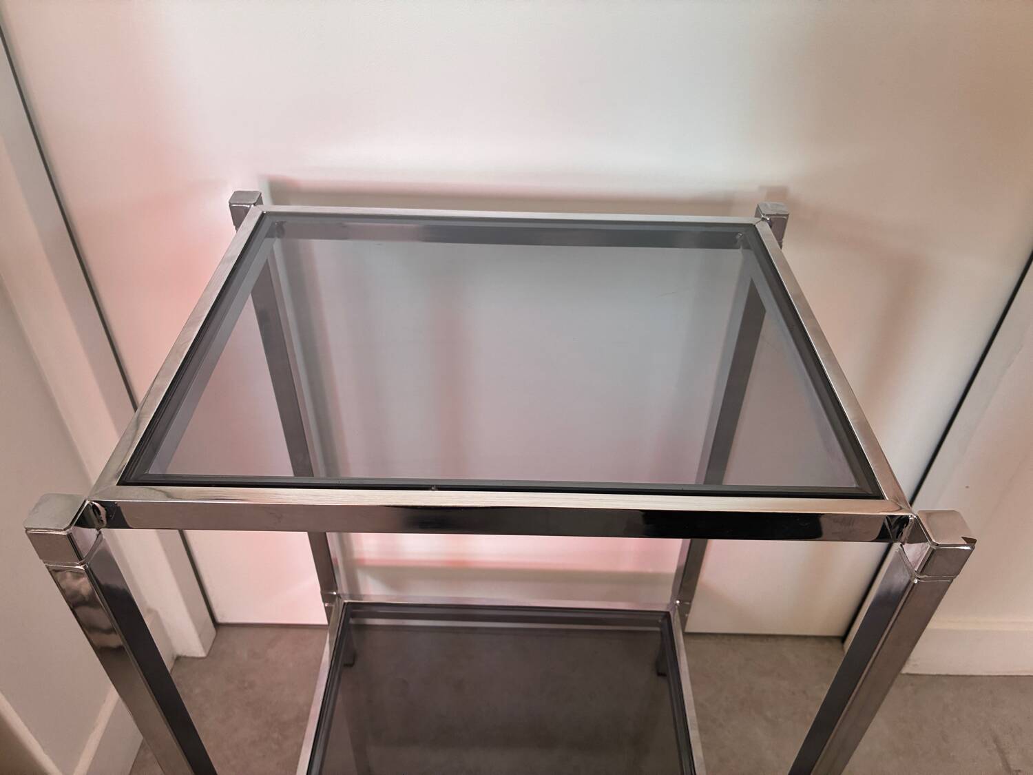 Table d’appoint 1970 chrome/verre