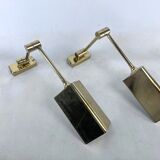 Postmodern pair of articulated brass wall lamps by Baulmann Leuchten. Germany 1980s