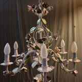 6-light flowered metal chandelier