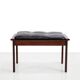 Footstool in solid wenge wood with black leather cushion, 1960