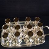Top with 12 silver metal glasses