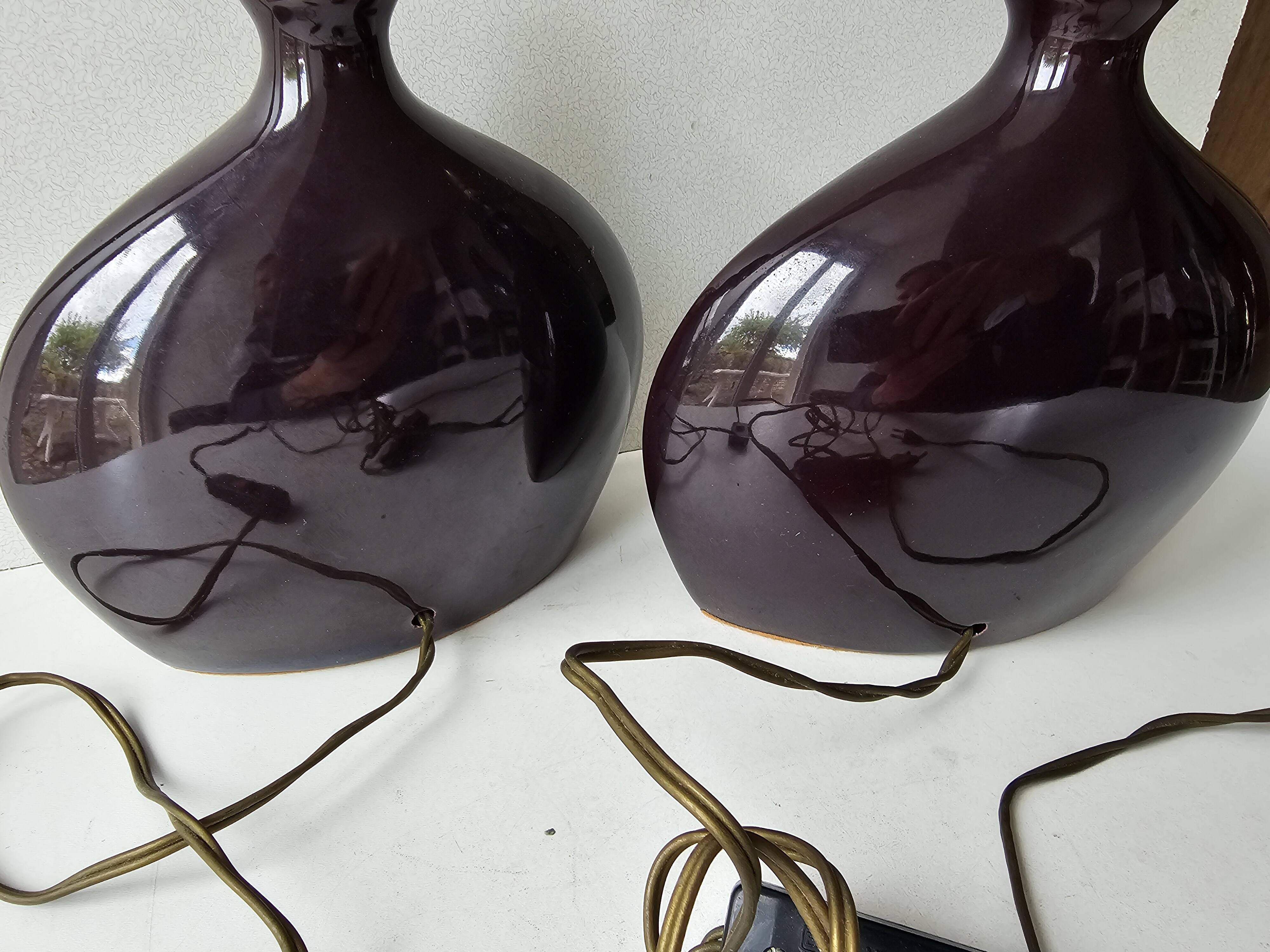 Set of 2 Mauve Ceramic Table Lamps