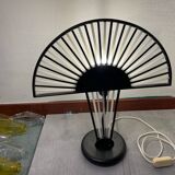 Architectural Black and White Murano Glass Rod Table Lamps Set of 2