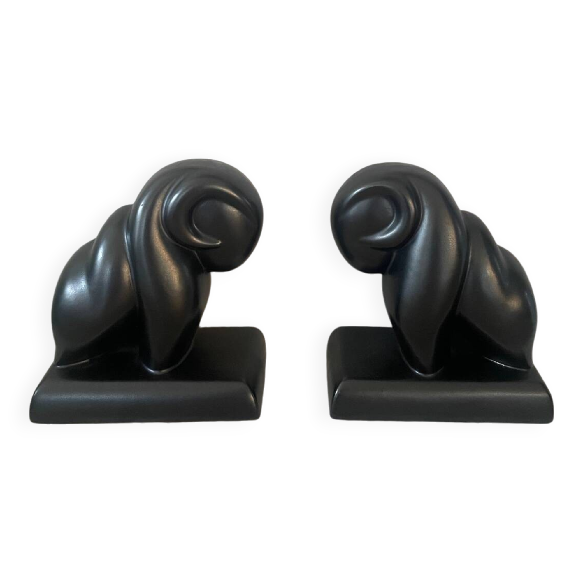 Pair of CAB Art Deco Ceramic Ram Bookends