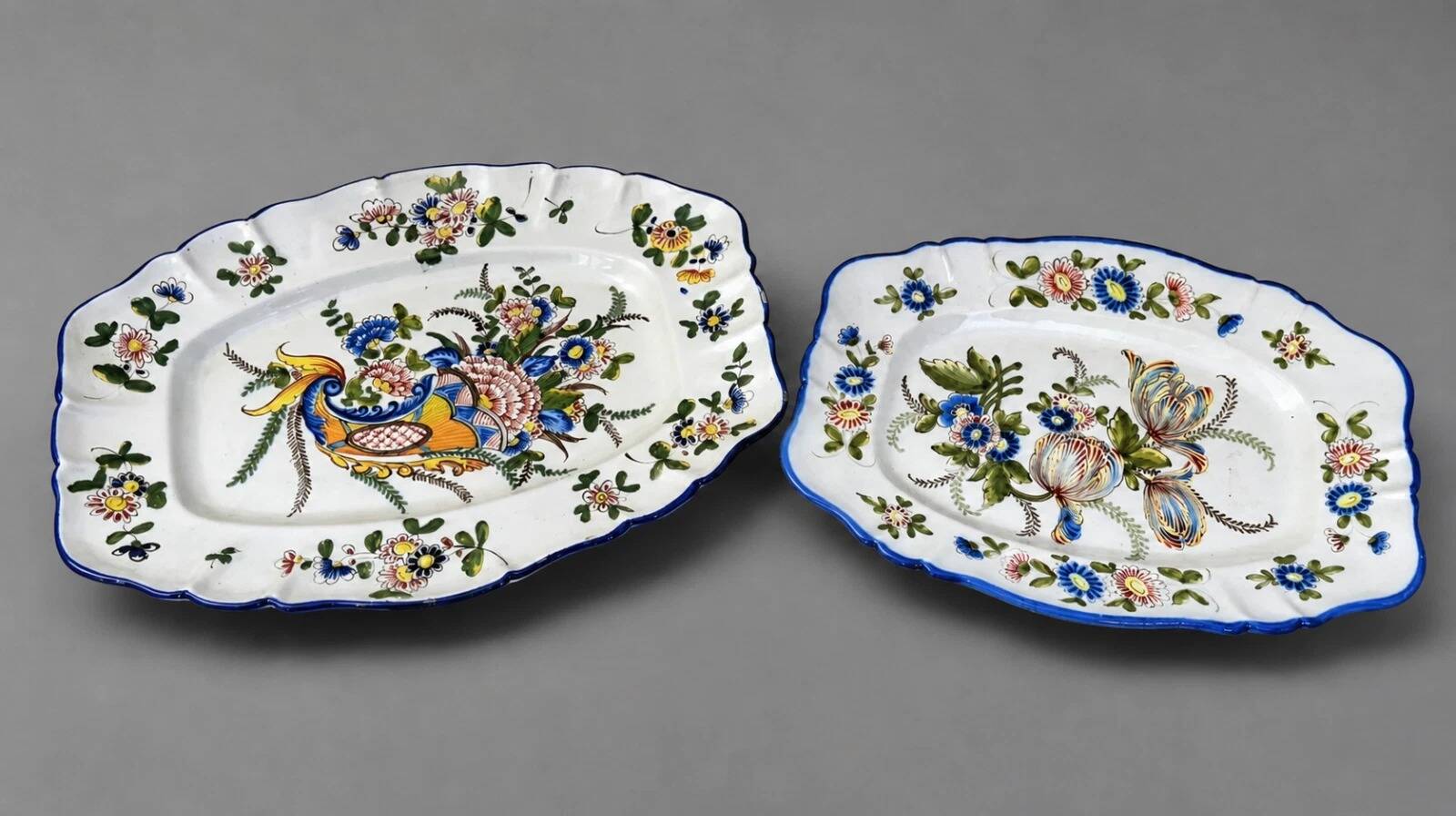 Keller and Guerin: Set of two polychrome earthenware dishes – 19th century