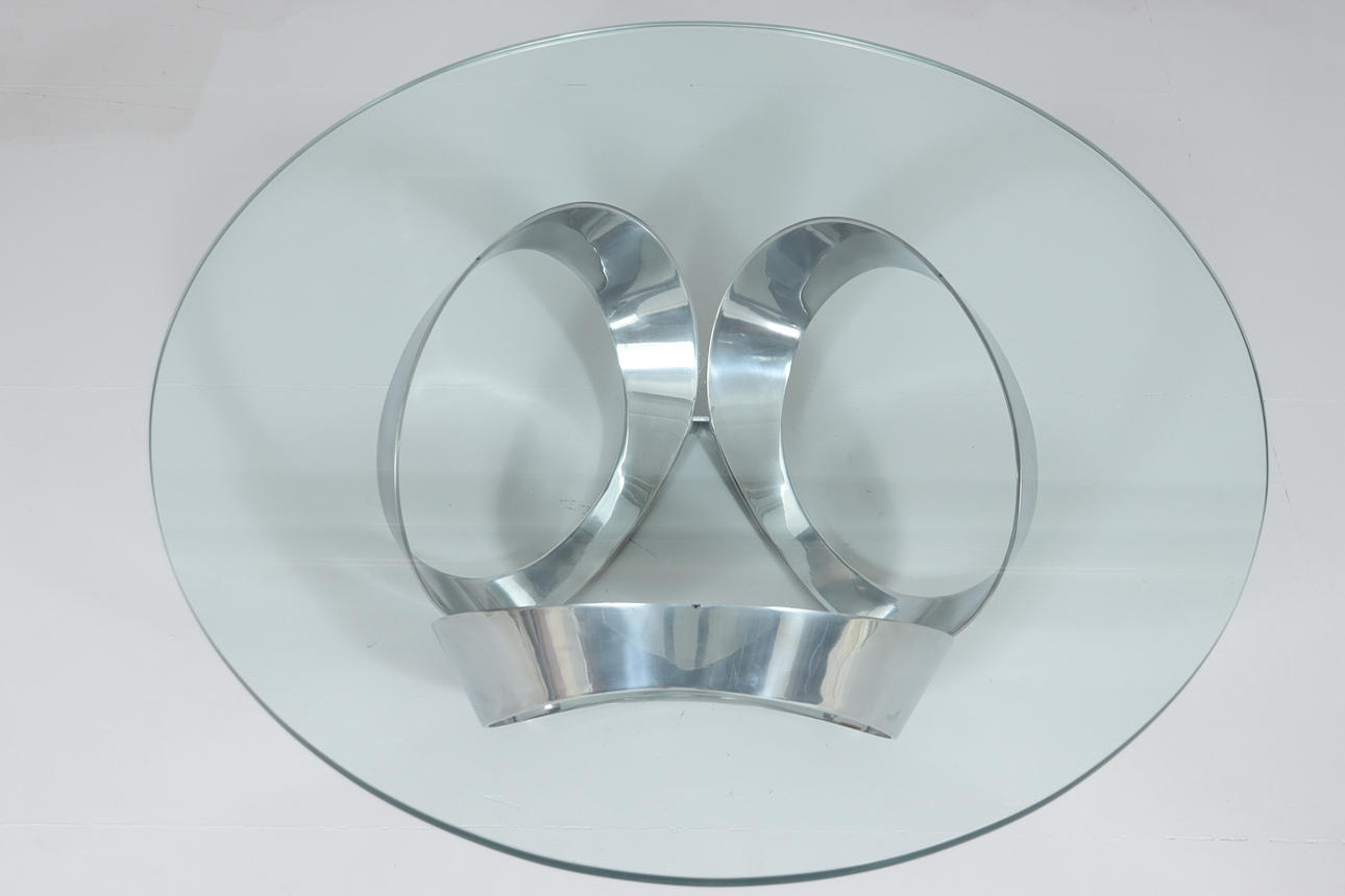 Knut Hesterberg. Space Age coffee table by Knut Hesterberg for Ronald Schmitt, diamond aluminium, 1970s, Germany.