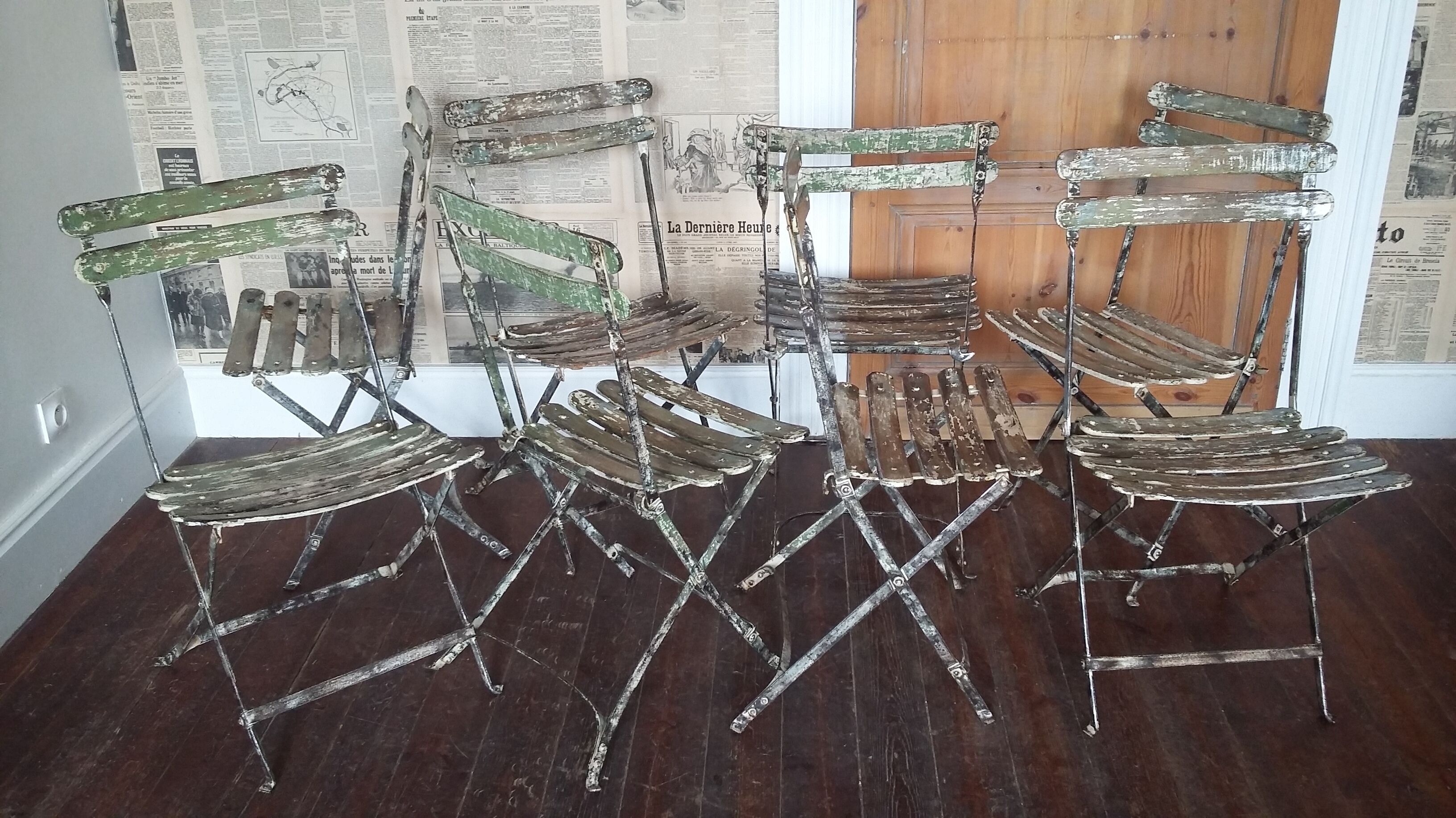 Set of 8 folding bistro / garden chairs fermob 1950